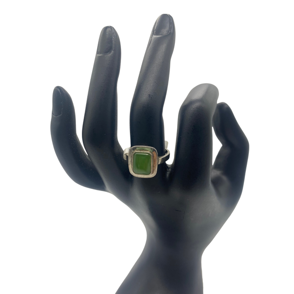 Silver Set Jade Rings #1